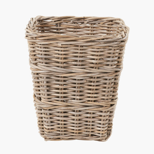 Tobs Grey Kubu Rattan Square Waste Paper Bin