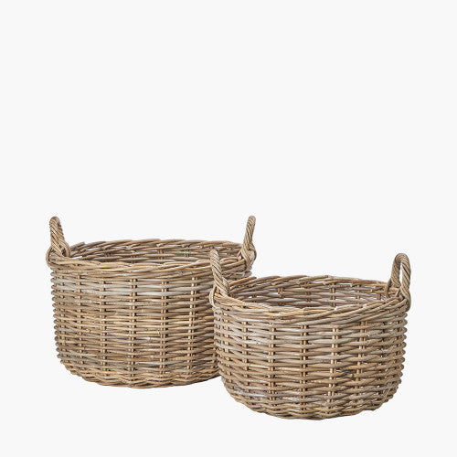 Kubu  Grey Log Baskets - Set of 2