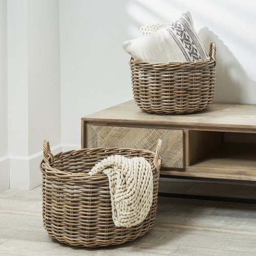 Kubu  Grey Log Baskets - Set of 2