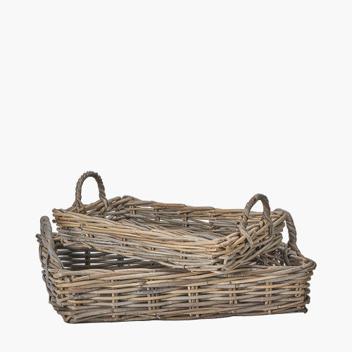 S/2 Grey Kubu Basket Trays