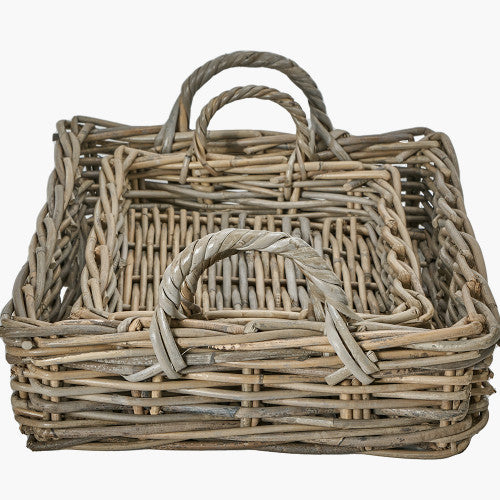 S/2 Grey Kubu Basket Trays