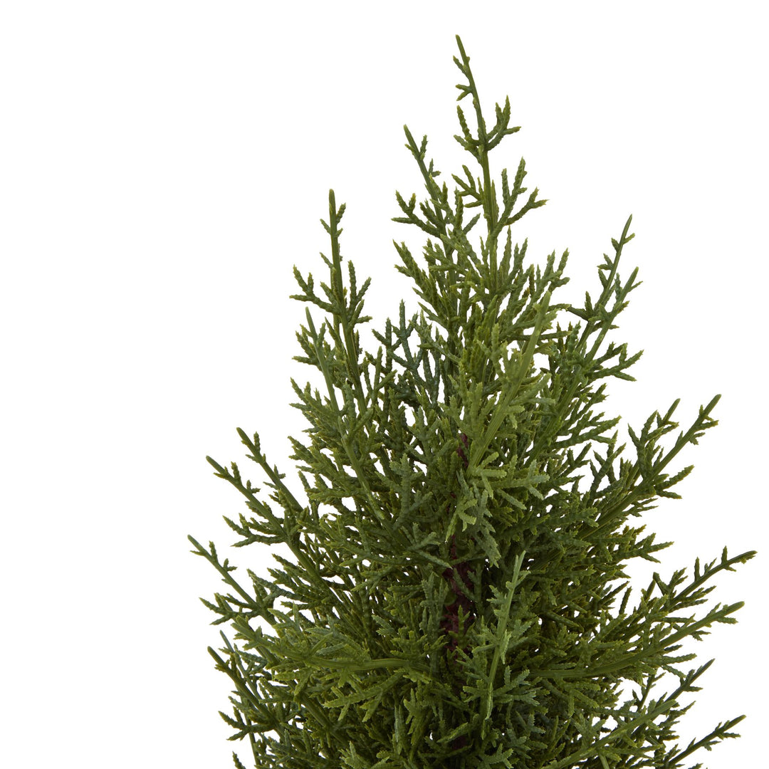 Small Green Fir Tree In Wood Log 40cm