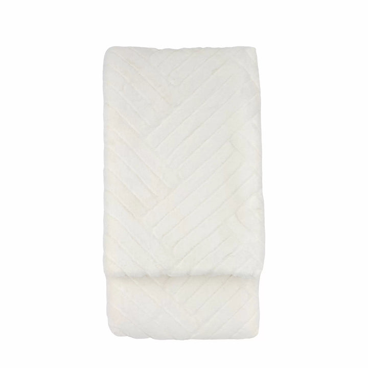 Block Rabbit Cream Fur Throw