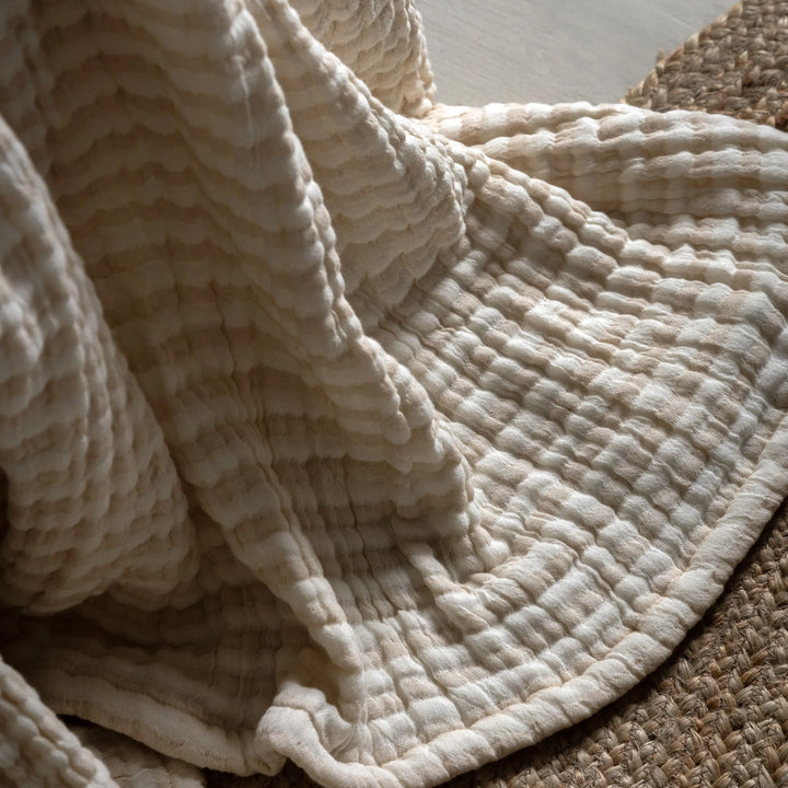 Crinkle Stripe Bedspread Beige