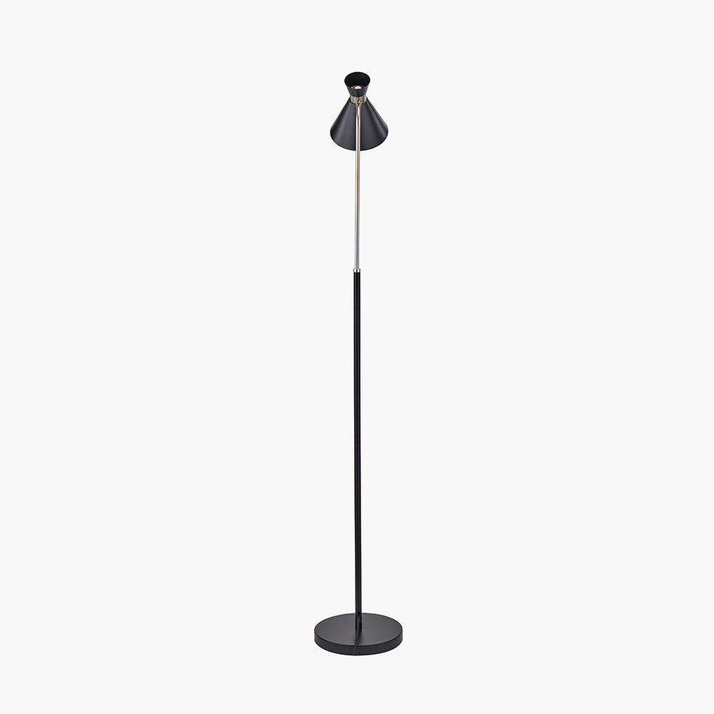 Benedict Black and Brushed Silver Metal Floor Lamp