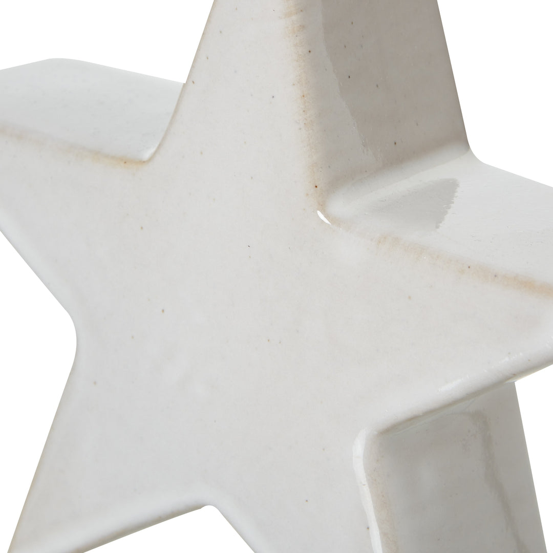 Small Ceramic Standing Star Decoration 12cm