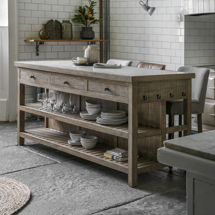 Saint Lucia Marble Kitchen Island