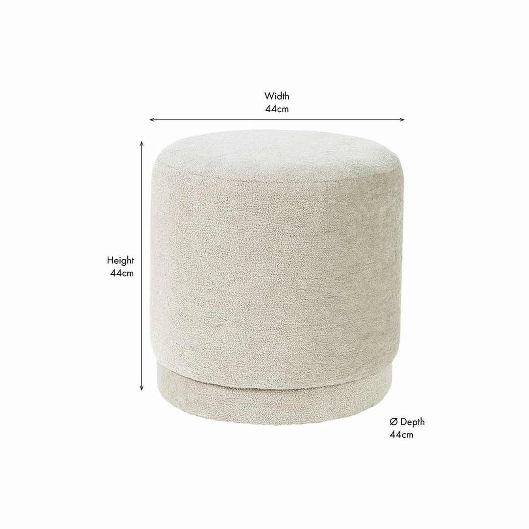 Sassari Taupe Teddy Fabric Cylinder Pouffe