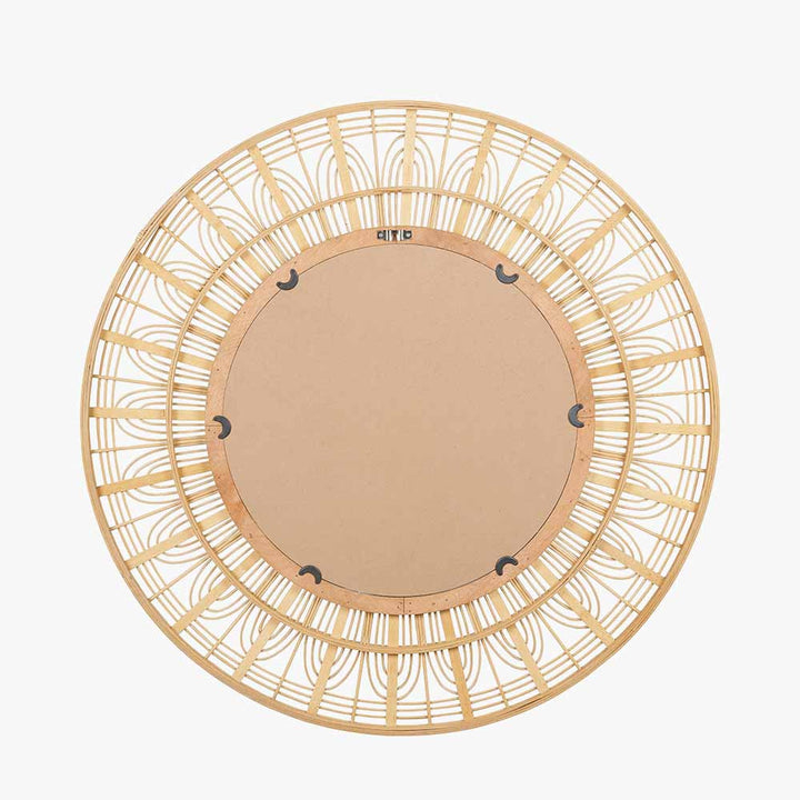 Natural Bamboo Frame Round Wall Mirror