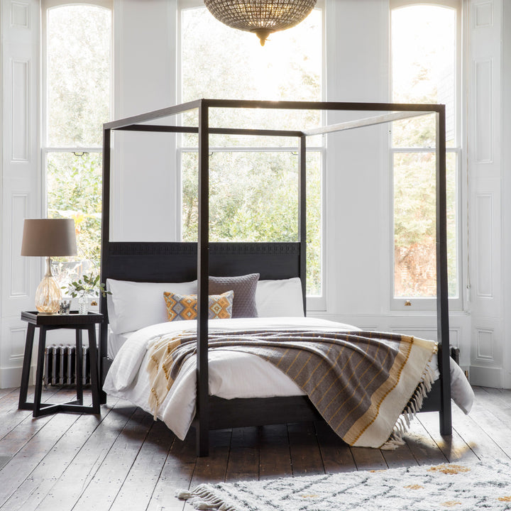 Black Boho 4 Poster Bed | King Size