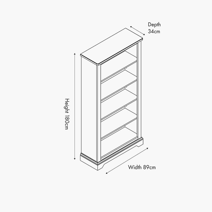 Fairford Parchment White Pine and Oak Wood 5 Shelf Unit