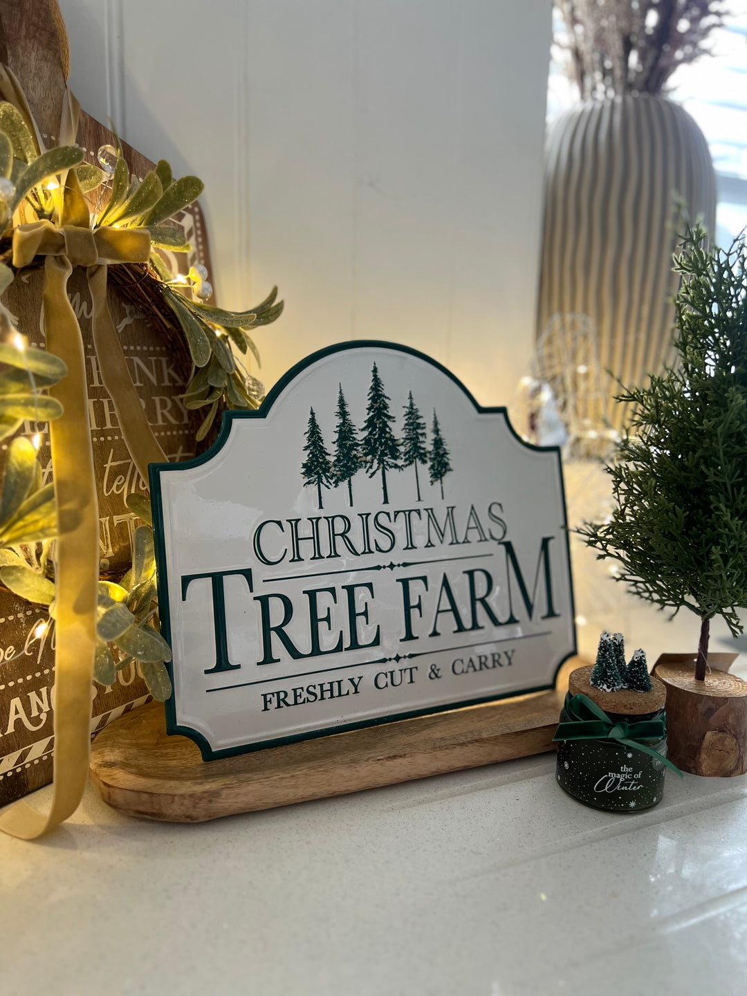 Metal Christmas Tree Farm Sign, 30cm