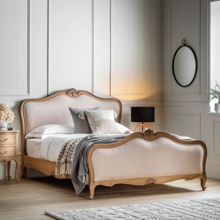 Weathered Chic Super King Linen Upholstered Bed