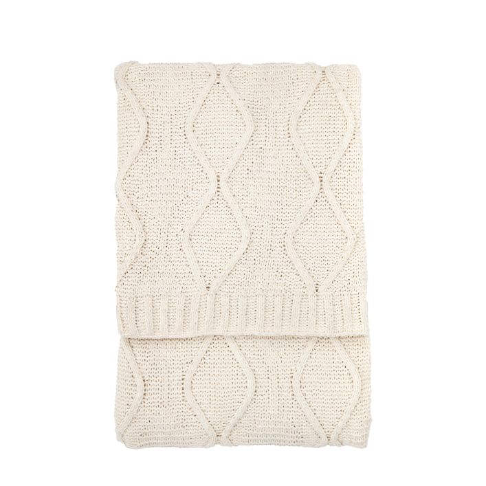 Chenille Cable Throw cream