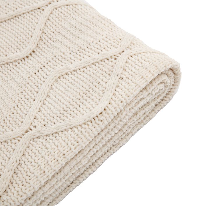 Chenille Cable Throw cream