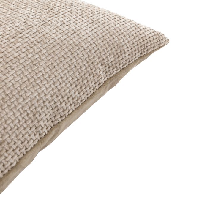 Basketweave Chenille Cushion Cream 2pk