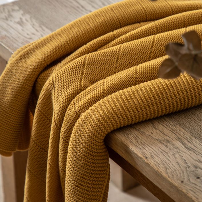 Florence Knit Throw - Mustard