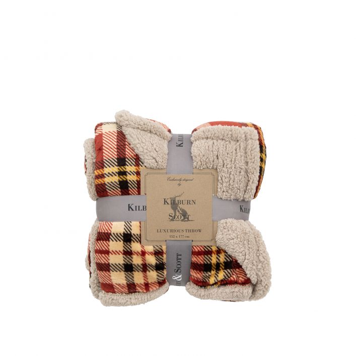 Tartan Sherpa Throw Red