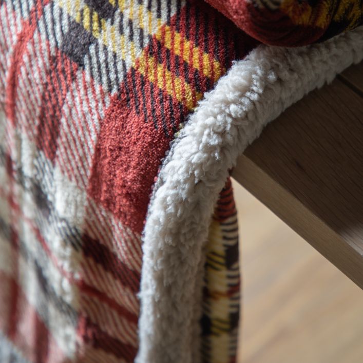 Tartan Sherpa Throw Red