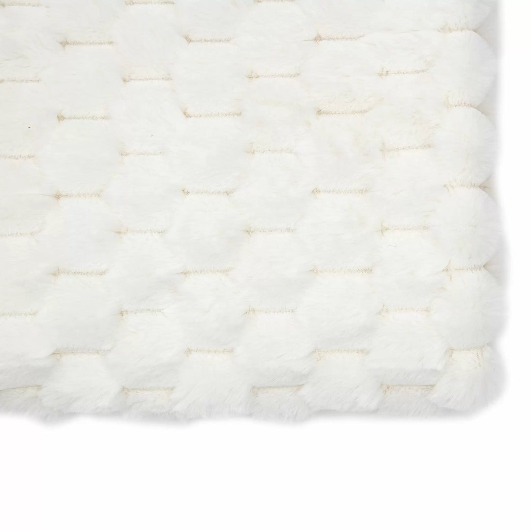 Popcorn Rabbit Fur Throw Cream