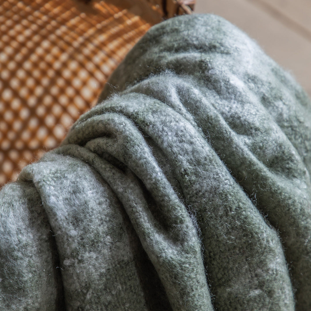 Check Faux Mohair Throw Olive