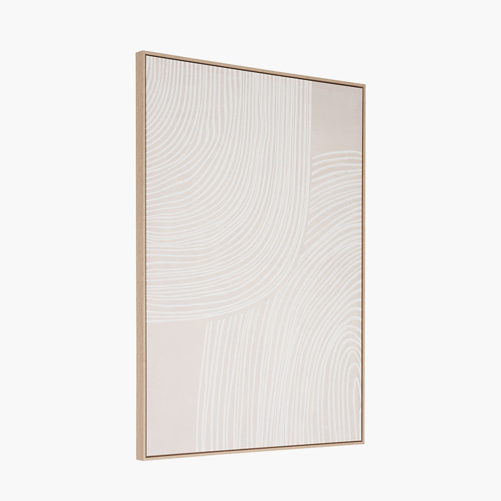 Natural and White Abstract Canvas with Natural Frame