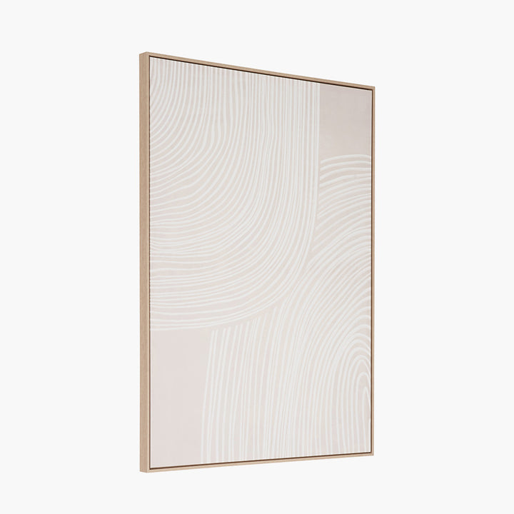 Natural and White Abstract Canvas with Natural Frame