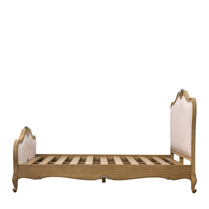 Weathered Solid Wood French Chic King Linen Upholstered Bed