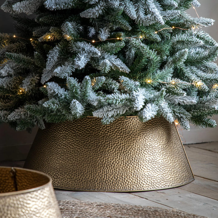 Hammered Tree Skirt Large Antique Gold