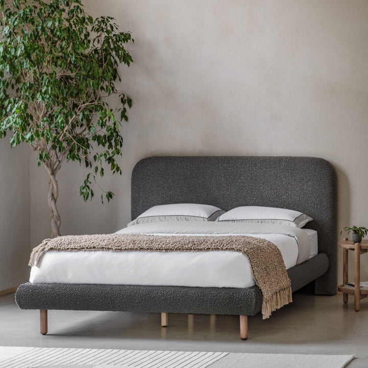 Rabley Grey Boucle Bedstead | King Size