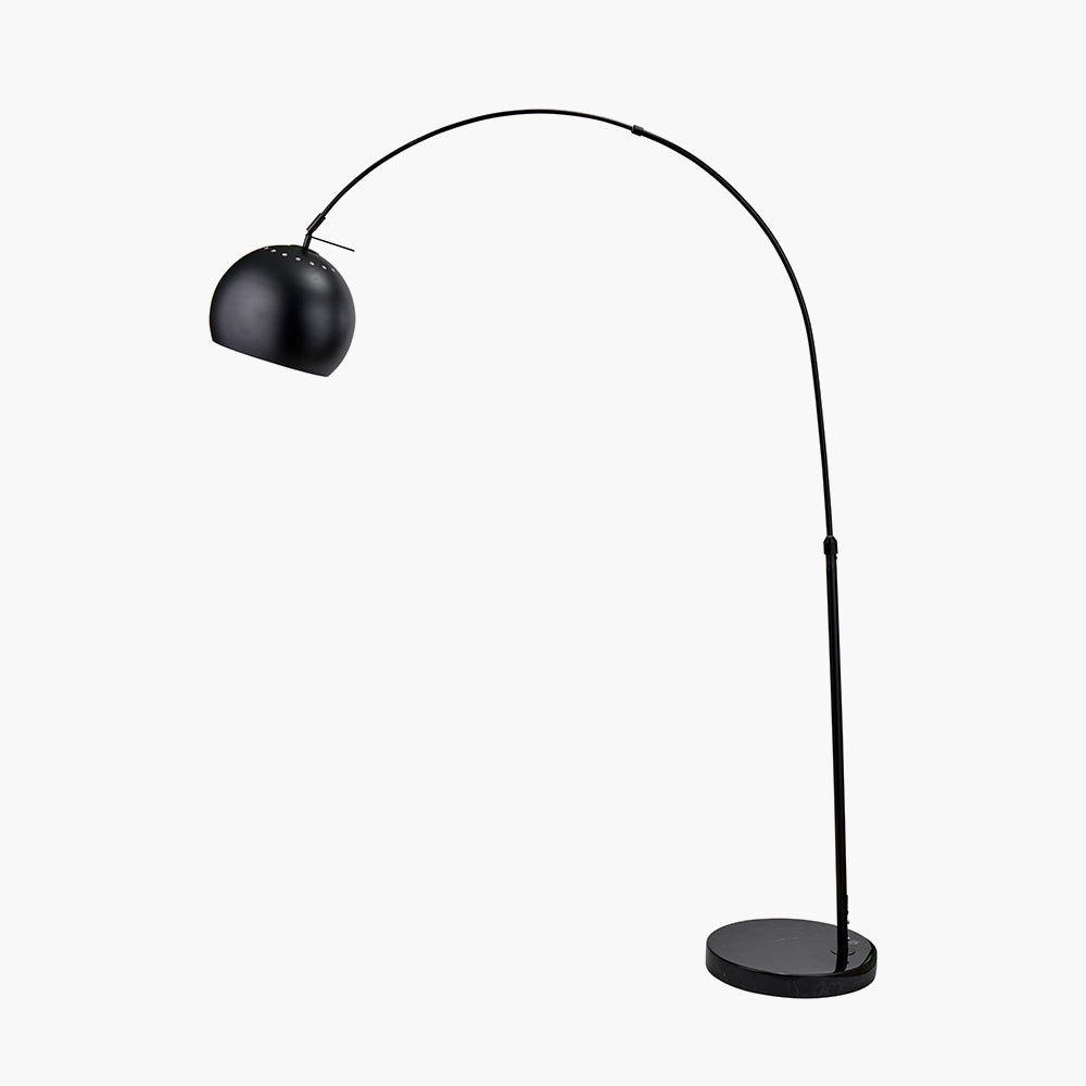 Feliciani Matt Black Metal and Black Marble Floor Lamp