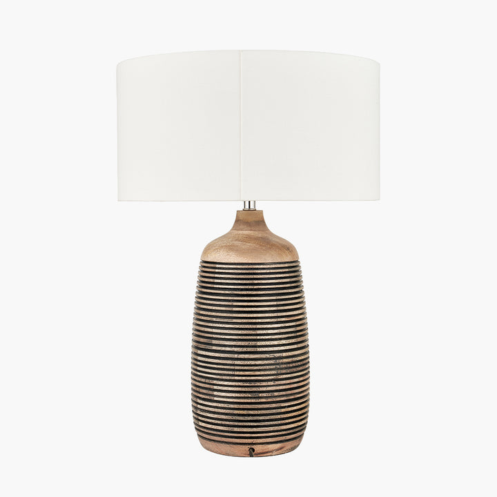 Natural Mango Wood Grooved Table Lamp