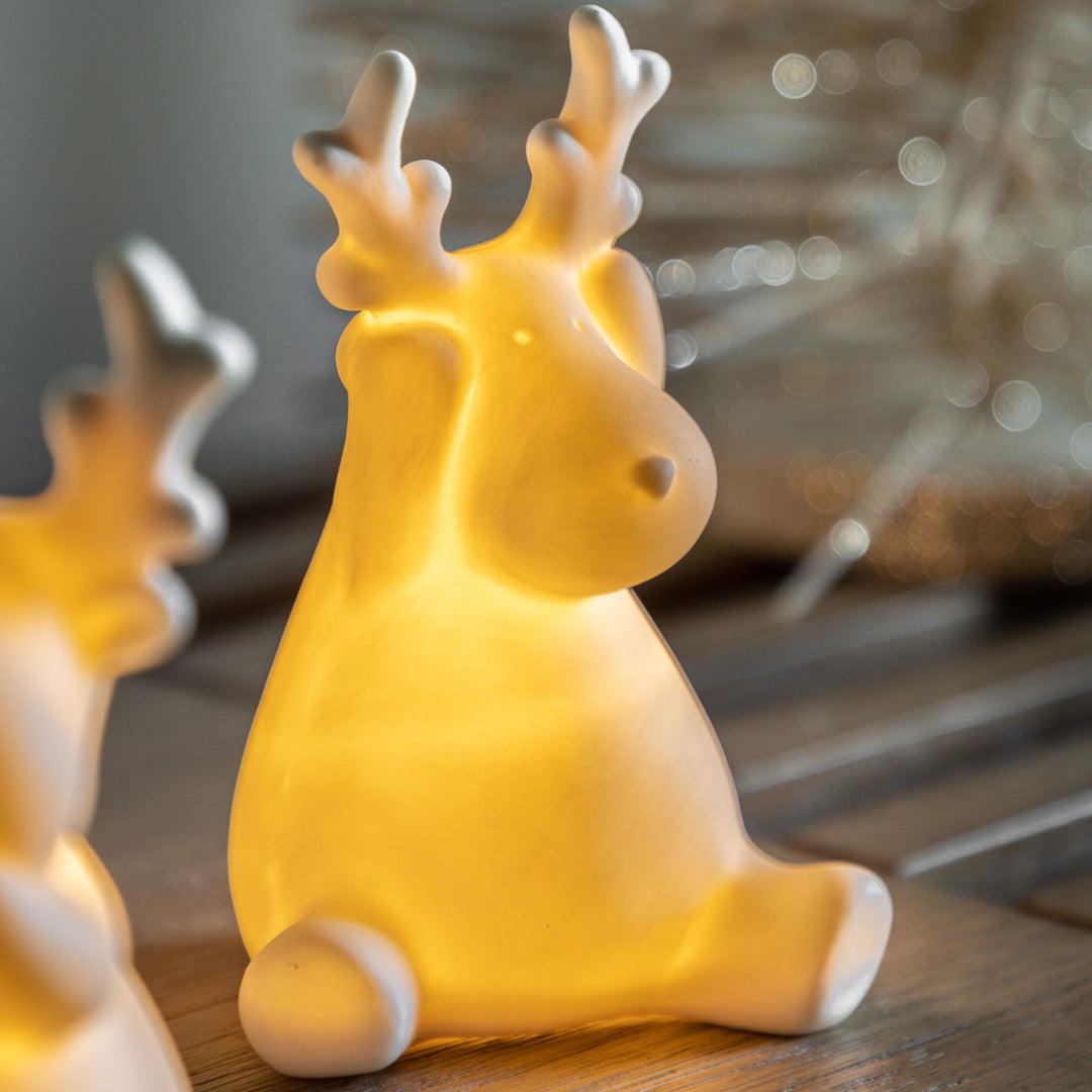 Reindeer with LED White Set of 3