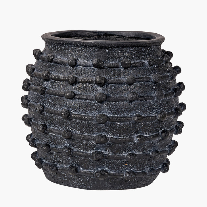 Black Bobble Fibrestone Decorative Planter Large 39cm