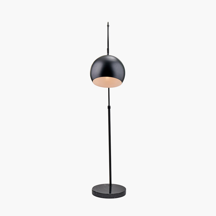 Feliciani Matt Black Metal and Black Marble Floor Lamp