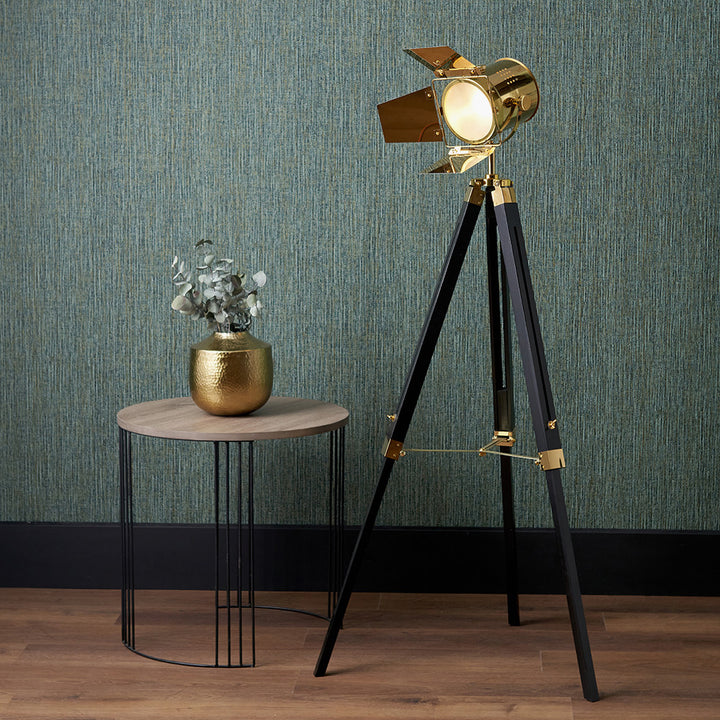 Hereford Gold and Black Tripod Floor Lamp