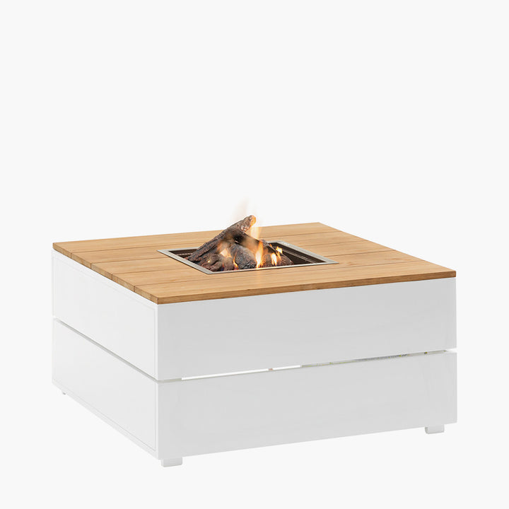 Cosipure 100 White and Teak Square Fire Pit