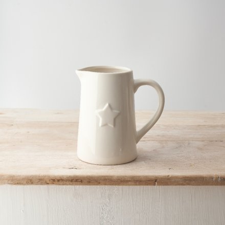 Large Ceramic Star White Jug