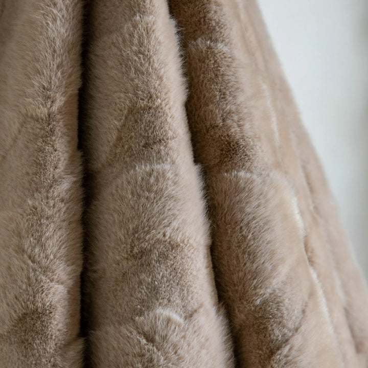 Chevron Rabbit Fur Throw Mink