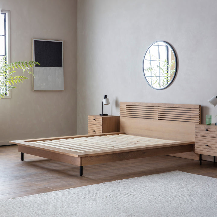 Okayama Oak King Bed