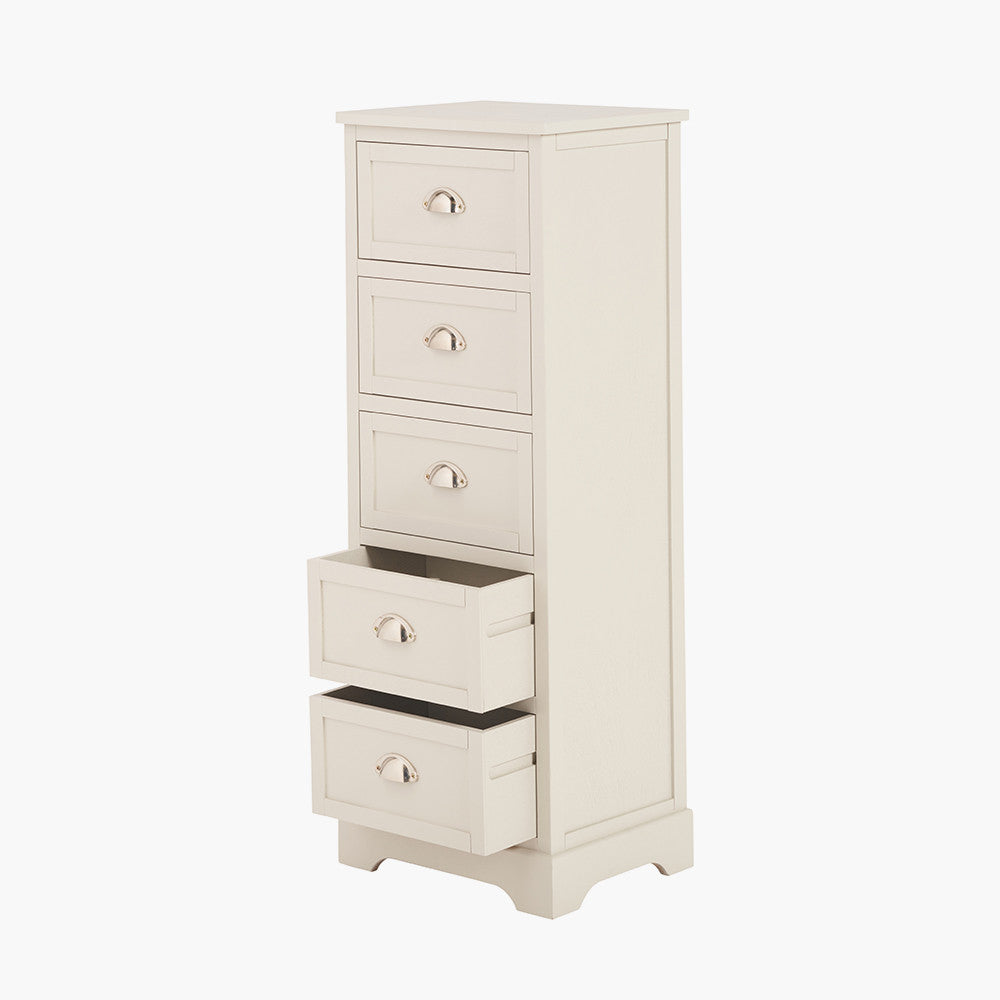 Croft Linen Pine Wood 5 Drawer Tall Unit