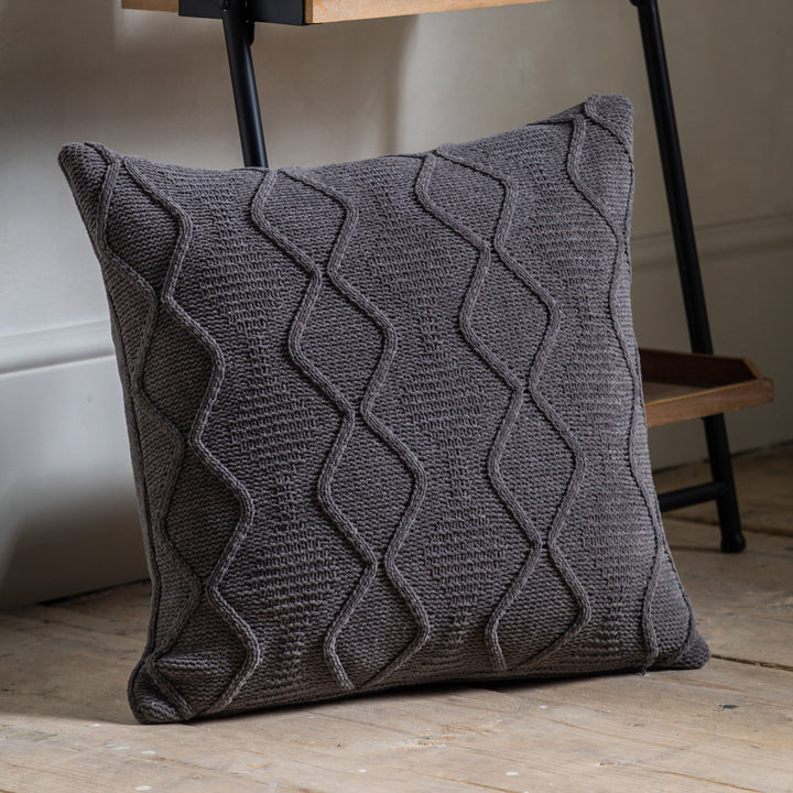 Chenille Cable Cushion | Grey