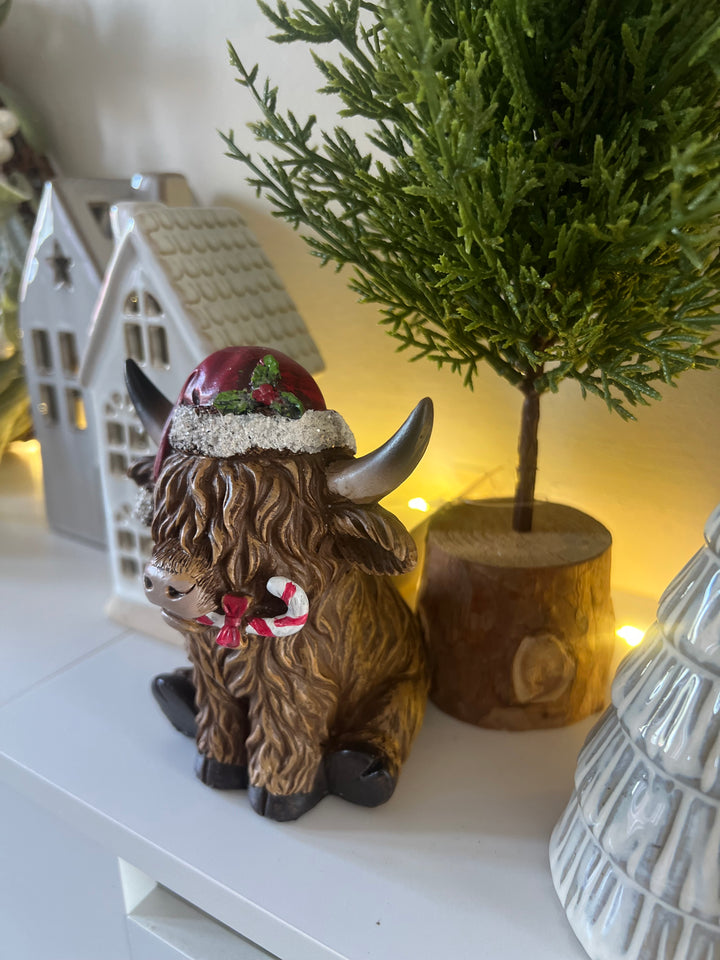 Christmas Highland Cow, 11cm