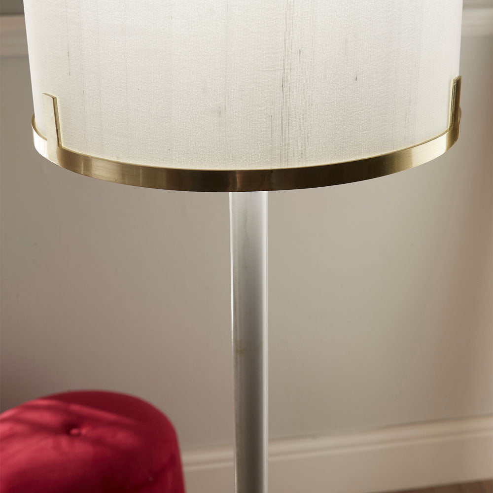 Midland Champagne Gold Metal and Marble Effect Floor Lamp