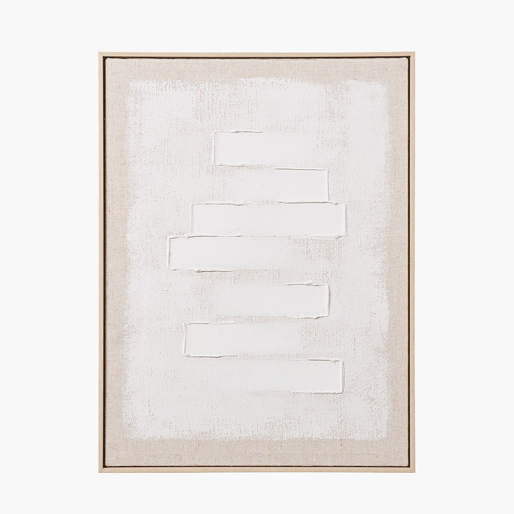 White and Natural Textured Canvas with Natural Frame