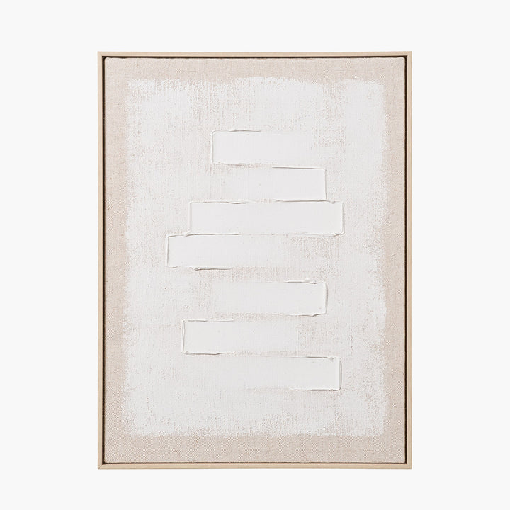 White and Natural Textured Canvas with Natural Frame