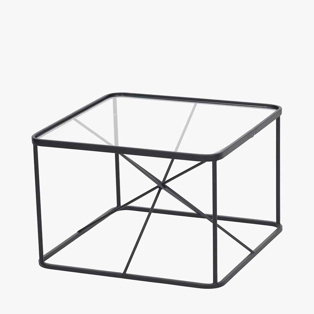 Roxy Glass and Black Metal Coffee Table