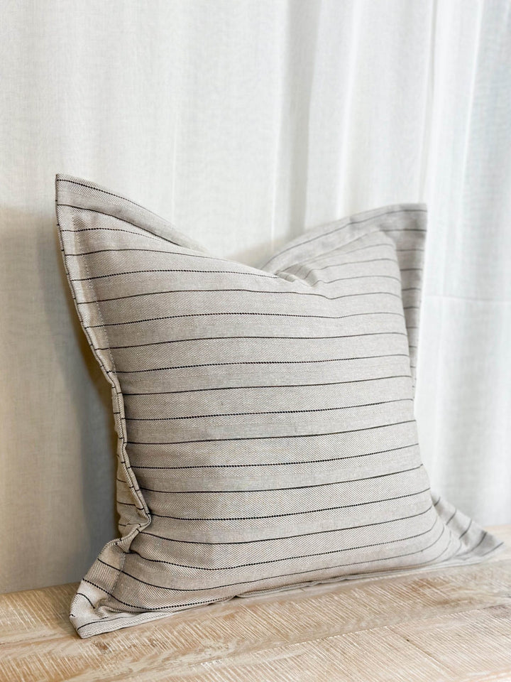 Linen Blend 45x45 Greige Stripe Cushion Cover