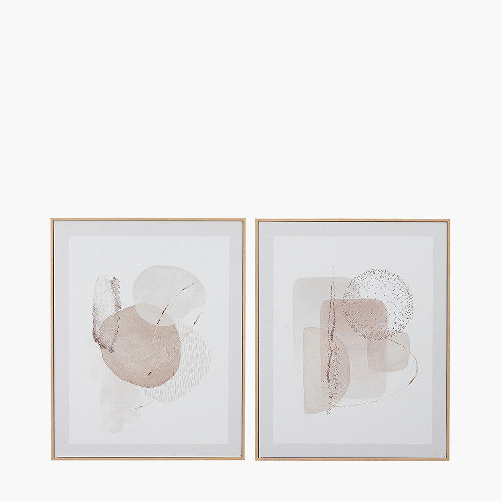 Set Of 2 Natural Abstract Canvases with Natural Frame