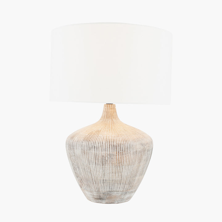 Manaia White Wash Textured Wood Table Lamp Base